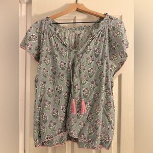 Ivy Jane Green and Pink Floral Top